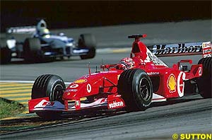 Schumacher debuted the F2002 in Brazil, winning