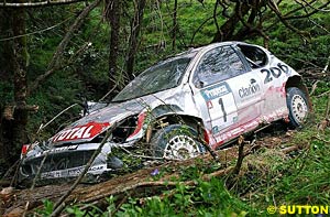 2001 World Champion Richard Burns's wrecked Peugeot