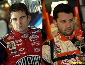 The outgoing and the incoming: Jeff Gordon, left; Tony Stewart, right