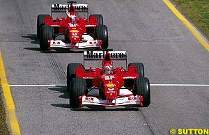 Schumacher led Barrichello to a one-two