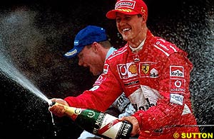 Michael Schumacher celebrates