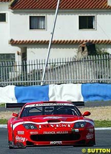 The winning Ferrari 550 Maranello of Jean-Denis Deletraz and Andrea Piccini
