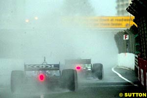 The spray the drivers had to contend with