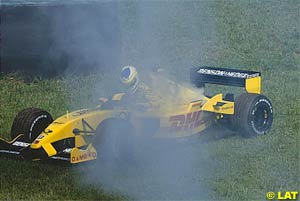 Giancarlo Fisichella retires from the Brazilian GP