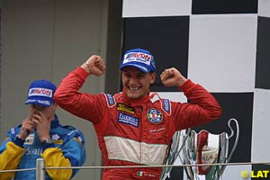 Giorgio Pantano celebrates his Spanish win