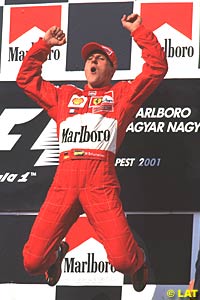 The Famous Schumi jump, on the podium at Hungary last year