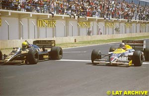 Ayrton Senna beats Nigel Mansell at Jerez, 1986