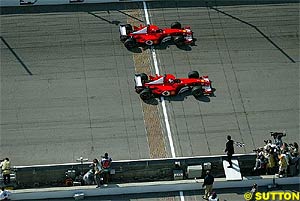The Ferrari crossing the finish line