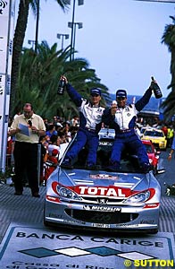 Brothers Herve and Gilles Panizzi celebrate their third San Remo victory in succession