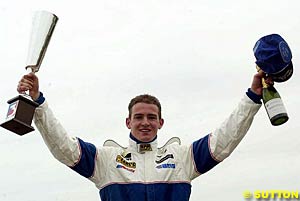 Will Davison celebrates his first British Formula 3 win