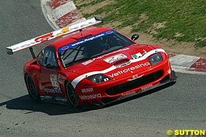 The winning Ferrari 550 Maranello of Thomas Biagi and Matteo Bobbi
