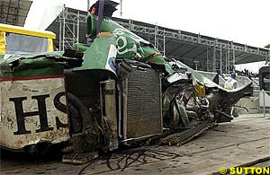 The remains of Webber's car