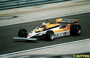 Alain Prost driving a Renault in 1981