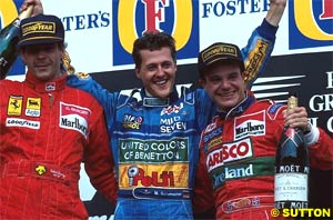 Berger, Schumacher and Barrichello on the 1994 podium