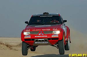 Mitsubishi testing their car in November in preparation for the Dakar