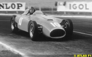 Fangio at the wheel of the Ferrari in 1956