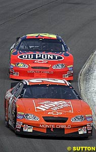 Tony Stewart runs ahead of Jeff Gordon, two high profile runners whose day ended early