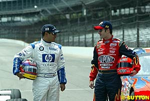 Juan Pablo Montoya and Jeff Gordon at a drivers' swap this year