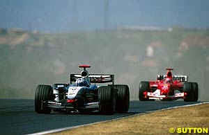 Schumacher chases Coulthard