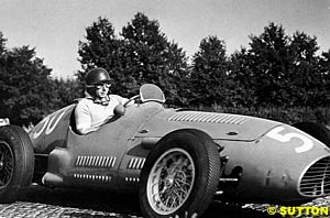 Fangio at the wheel of a Maserati in 1957
