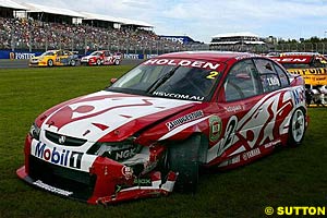 The HRT VY Commodore of Todd Kelly was one of the casualties of the racing at the Australian Grand Prix support races