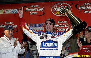 Jimmie Johnson celebrates his second win in two weeks at Charlotte