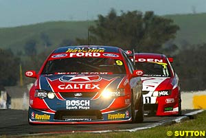 Russell Ingall made his way through the field to finish fourth, while Mark Skaife spun away his chance to finish third, finishing the race in sixth