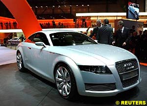 The Audi Nuvolari Quattro is pictured here on display at the Geneva car show in Switzerland in March.