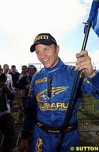 Petter Solberg after winning last month's Corsican Rally