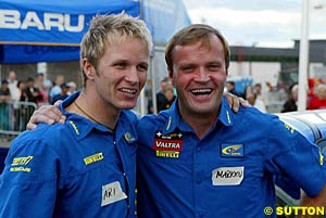 Petter Solberg and four time World Champion teammate Tommi Makinen earlier this year