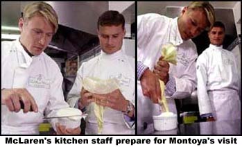 McLaren's kitchen staff prepare for Montoya's visit