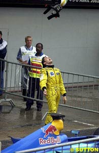 Fisichella celebrates his first win, before it was taken away from him