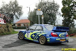 Petter Solberg winds through the narrow roads on his way to victory