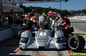 The 2003 American Le Mans Series champions Frank Biela and Marco Werner during a pit stop
