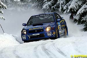 Bourne sideways in the snow in Sweden earlier this year