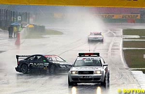 Conditions were tricky, even behind the safety car, as Marcel Fassler finds out