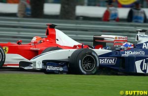 Schumacher and Montoya battle it out