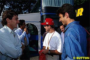 Senna, Barrichello and Damon Hill, Imola 1994