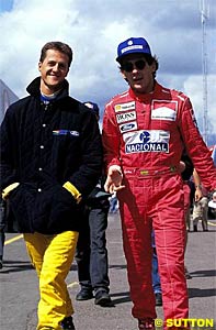 Schumacher and Senna, Silverstone 1993