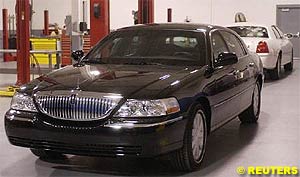 A 2004 Lincoln Town Car is pictured before being fitted with ballistic protection