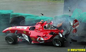 Michael Schumacher crashes in Saturday Practice