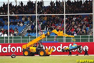 The stricken car of Jarno Trulli