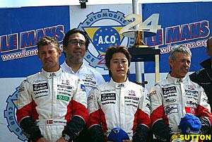 Winners Tom Kristensen, Seiji Ara and Rinaldo Capello