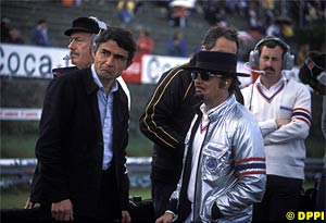 Dupasqiuer in F1, circa 1980, with Colin Chapman behind