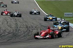 Michael Schumacher leads from the start