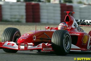 Barrichello during testing at Barcelona