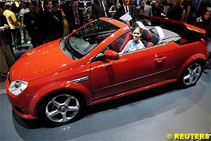 An Opel Tigra, winner of the Cabrio of the Year 2004 award is pictured at the Geneva car show 