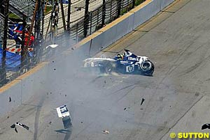 Ralf Schumacher's crash on the Indianapolis banking