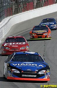 Mark Martin led most of the race but was unable to retake the lead from Johnson at the end