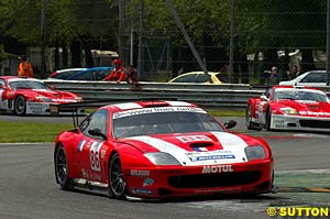 The LMGTS class-winning Ferrari 550 Maranello of Christophe Bouchut, Pedro Lamy and Steve Zacchia